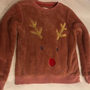 Boden girls fluffy deer sweatshirt